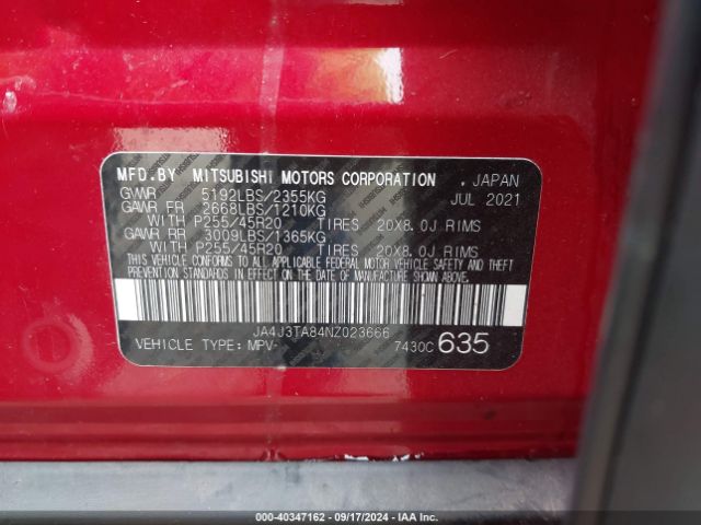 Photo 8 VIN: JA4J3TA84NZ023666 - MITSUBISHI OUTLANDER 