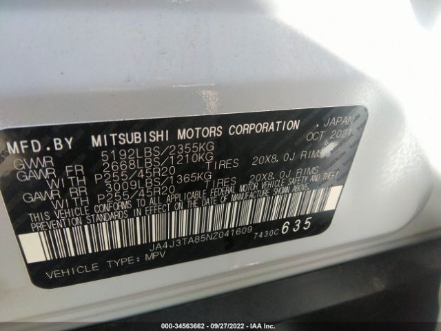 Photo 8 VIN: JA4J3TA85NZ041609 - MITSUBISHI OUTLANDER 