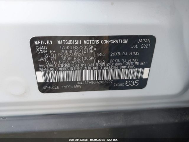 Photo 8 VIN: JA4J3TA86NZ023927 - MITSUBISHI OUTLANDER 