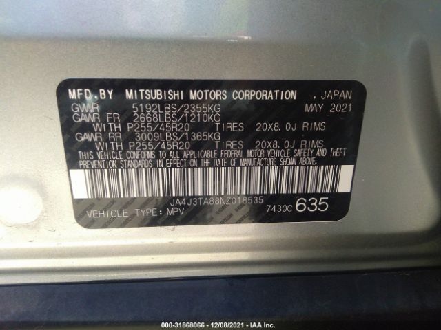 Photo 8 VIN: JA4J3TA88NZ018535 - MITSUBISHI OUTLANDER 