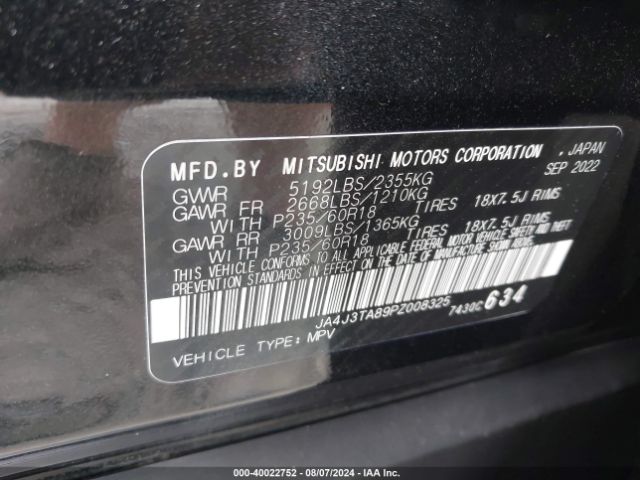 Photo 8 VIN: JA4J3TA89PZ008325 - MITSUBISHI OUTLANDER 