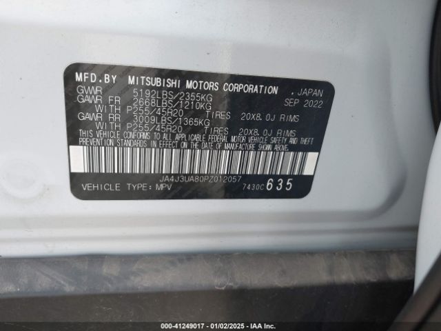 Photo 8 VIN: JA4J3UA80PZ012057 - MITSUBISHI OUTLANDER 