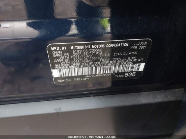 Photo 8 VIN: JA4J3UA81NZ004613 - MITSUBISHI OUTLANDER 