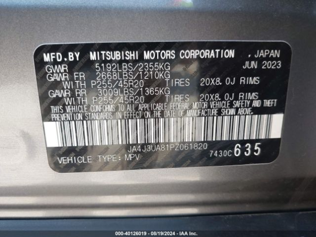 Photo 8 VIN: JA4J3UA81PZ061820 - MITSUBISHI OUTLANDER 