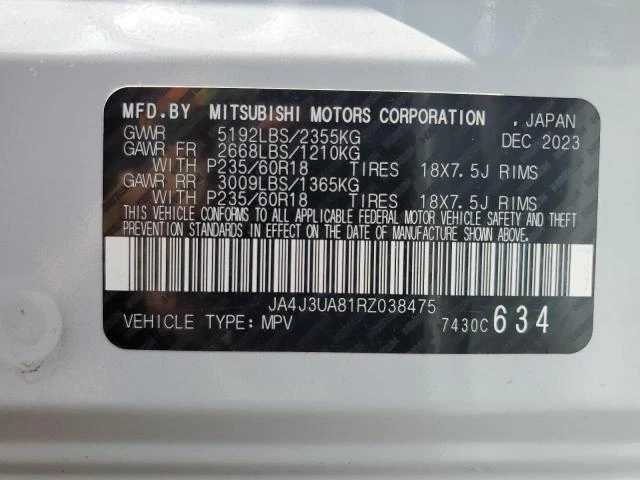 Photo 12 VIN: JA4J3UA81RZ038475 - MITSUBISHI OUTLANDER 