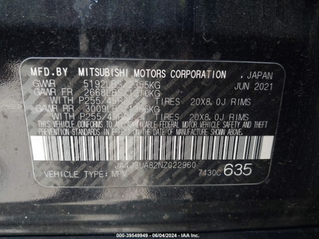 Photo 8 VIN: JA4J3UA82NZ022960 - MITSUBISHI OUTLANDER 