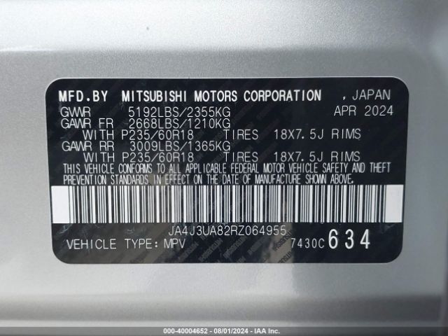 Photo 8 VIN: JA4J3UA82RZ064955 - MITSUBISHI OUTLANDER 