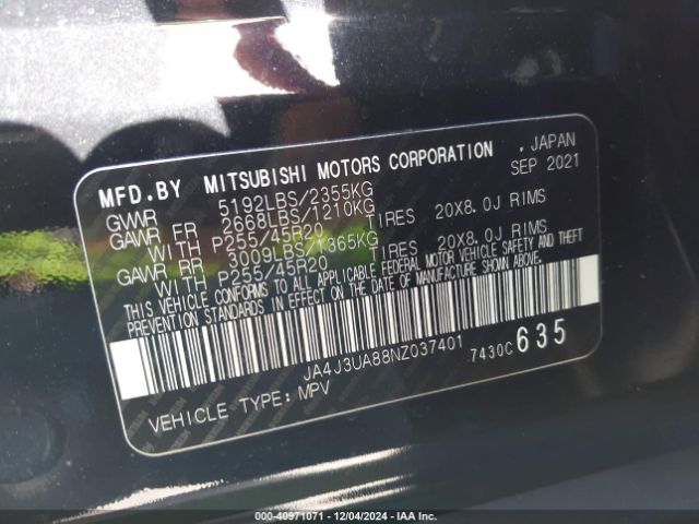 Photo 8 VIN: JA4J3UA88NZ037401 - MITSUBISHI OUTLANDER 