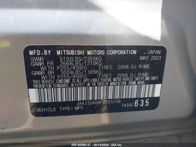 Photo 8 VIN: JA4J3UA88PZ055738 - MITSUBISHI OUTLANDER 