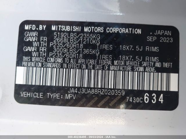 Photo 8 VIN: JA4J3UA88RZ020359 - MITSUBISHI OUTLANDER 