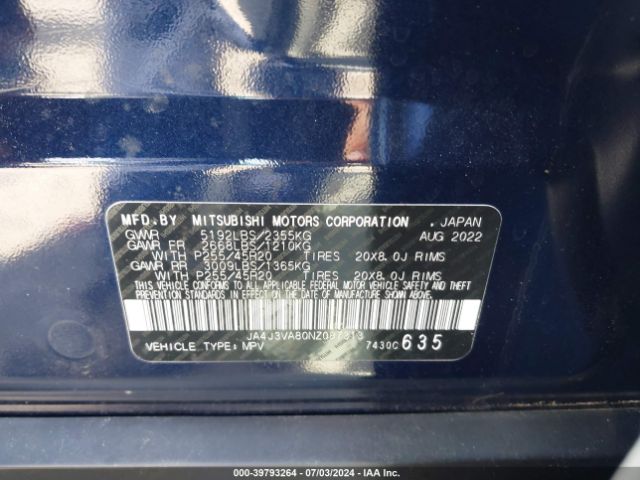 Photo 8 VIN: JA4J3VA80NZ087313 - MITSUBISHI OUTLANDER 