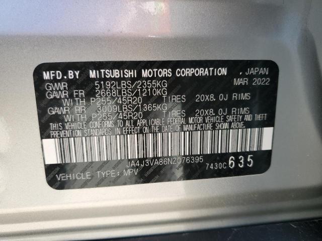 Photo 12 VIN: JA4J3VA86NZ076395 - MITSUBISHI OUTLANDER 