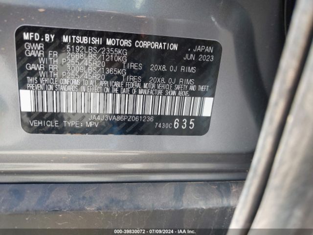 Photo 8 VIN: JA4J3VA86PZ061236 - MITSUBISHI OUTLANDER 