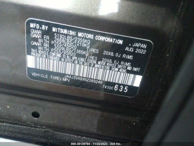 Photo 8 VIN: JA4J3VA8XNZ089246 - MITSUBISHI OUTLANDER 