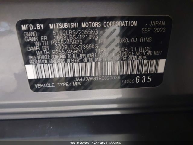 Photo 8 VIN: JA4J3WA81RZ020036 - MITSUBISHI OUTLANDER 