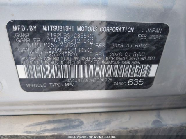 Photo 8 VIN: JA4J4TA80NZ006926 - MITSUBISHI OUTLANDER 