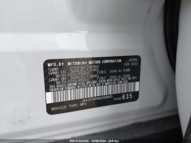 Photo 8 VIN: JA4J4TA84NZ068605 - MITSUBISHI OUTLANDER 