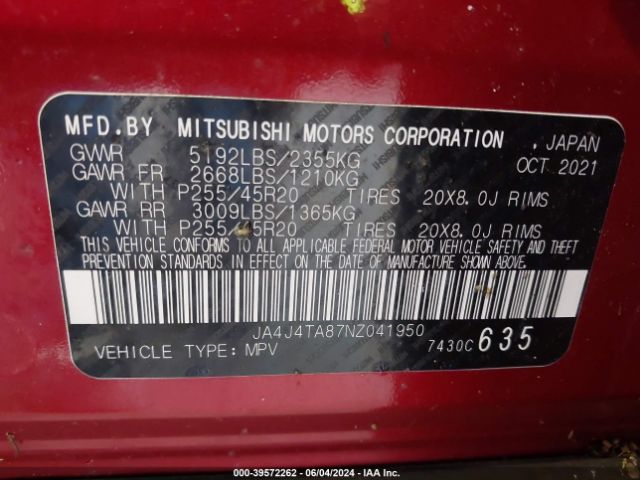 Photo 8 VIN: JA4J4TA87NZ041950 - MITSUBISHI OUTLANDER 