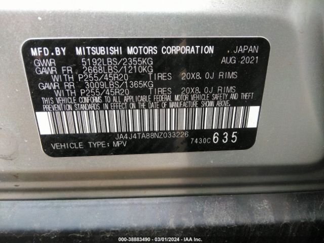 Photo 8 VIN: JA4J4TA88NZ033226 - MITSUBISHI OUTLANDER 