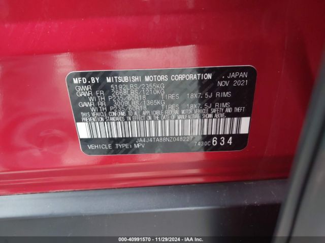 Photo 8 VIN: JA4J4TA88NZ048227 - MITSUBISHI OUTLANDER 