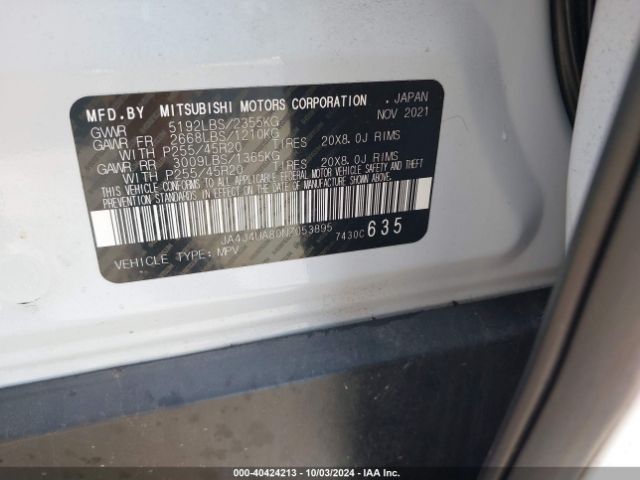 Photo 8 VIN: JA4J4UA80NZ053895 - MITSUBISHI OUTLANDER 