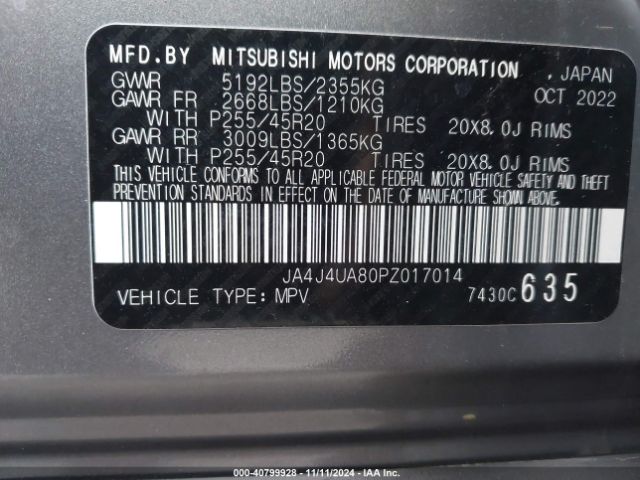 Photo 8 VIN: JA4J4UA80PZ017014 - MITSUBISHI OUTLANDER 