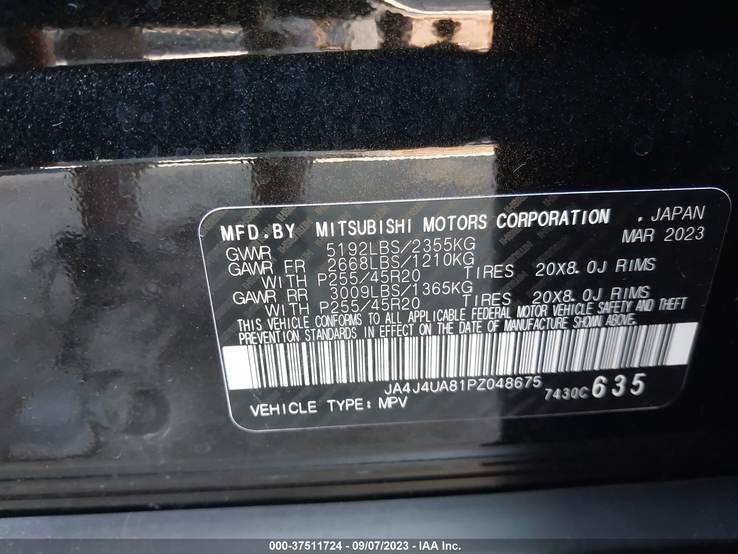 Photo 8 VIN: JA4J4UA81PZ048675 - MITSUBISHI OUTLANDER 