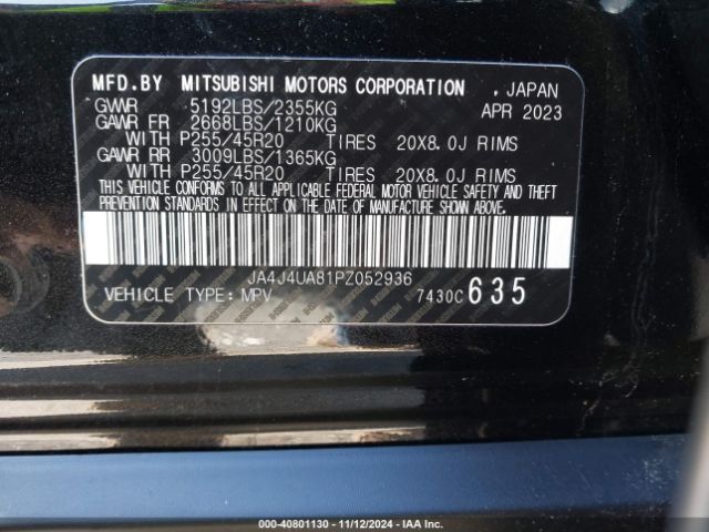 Photo 8 VIN: JA4J4UA81PZ052936 - MITSUBISHI OUTLANDER 