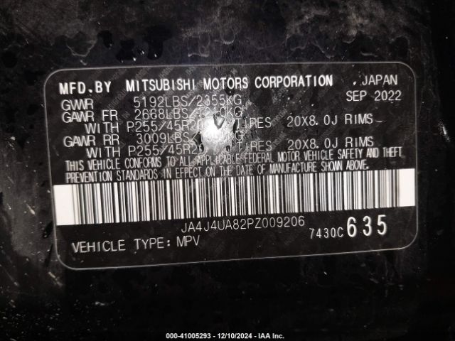 Photo 8 VIN: JA4J4UA82PZ009206 - MITSUBISHI OUTLANDER 