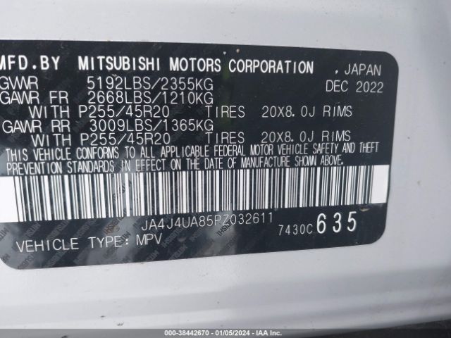 Photo 8 VIN: JA4J4UA85PZ032611 - MITSUBISHI OUTLANDER 