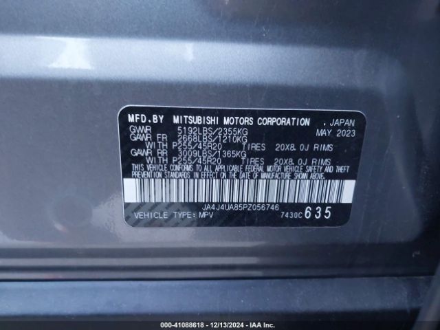 Photo 8 VIN: JA4J4UA85PZ056746 - MITSUBISHI OUTLANDER 