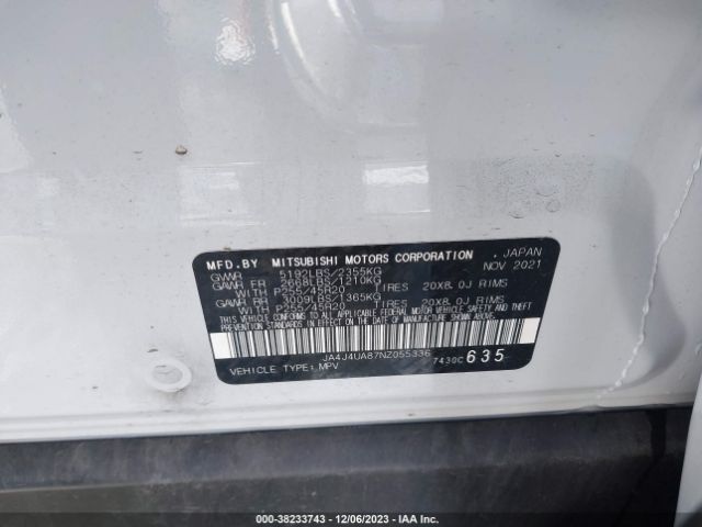 Photo 8 VIN: JA4J4UA87NZ055336 - MITSUBISHI OUTLANDER 