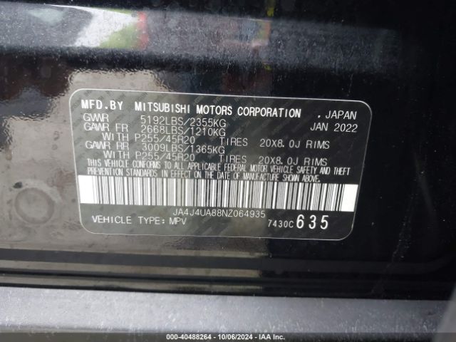 Photo 8 VIN: JA4J4UA88NZ064935 - MITSUBISHI OUTLANDER 