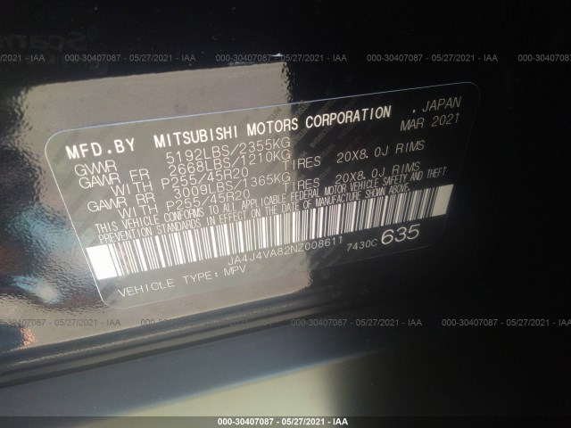 Photo 8 VIN: JA4J4VA82NZ008611 - MITSUBISHI OUTLANDER 