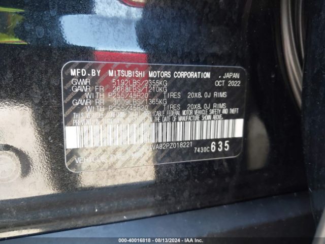 Photo 8 VIN: JA4J4VA82PZ018221 - MITSUBISHI OUTLANDER 