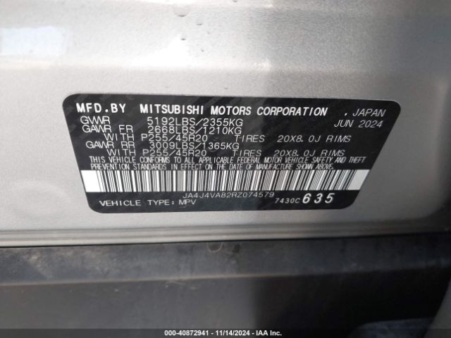 Photo 8 VIN: JA4J4VA82RZ074579 - MITSUBISHI OUTLANDER 