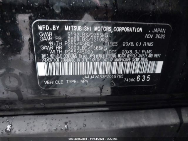 Photo 8 VIN: JA4J4VA83PZ019765 - MITSUBISHI OUTLANDER 