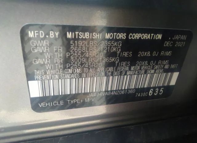 Photo 8 VIN: JA4J4VA84NZ061360 - MITSUBISHI OUTLANDER 