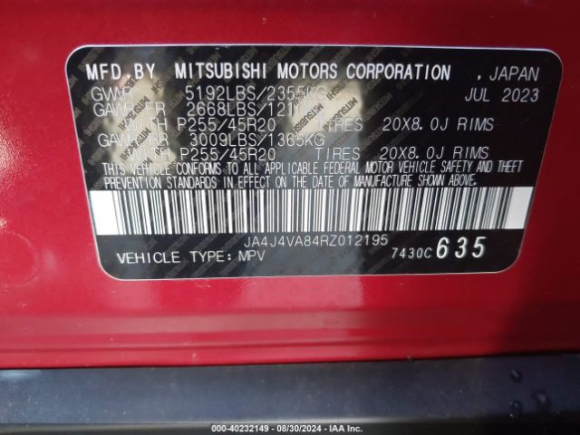 Photo 8 VIN: JA4J4VA84RZ012195 - MITSUBISHI OUTLANDER 