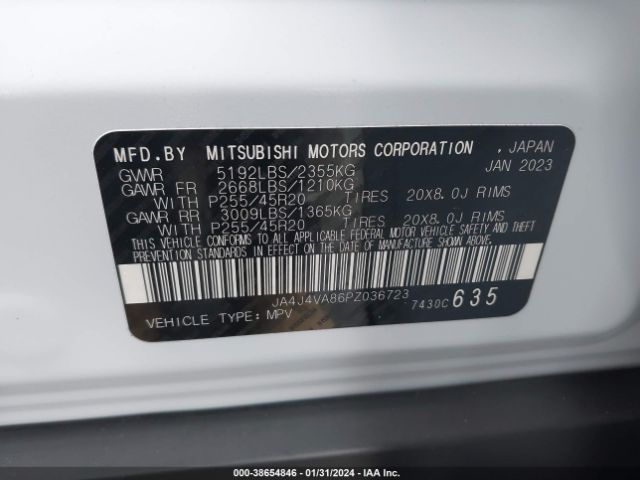 Photo 8 VIN: JA4J4VA86PZ036723 - MITSUBISHI OUTLANDER 