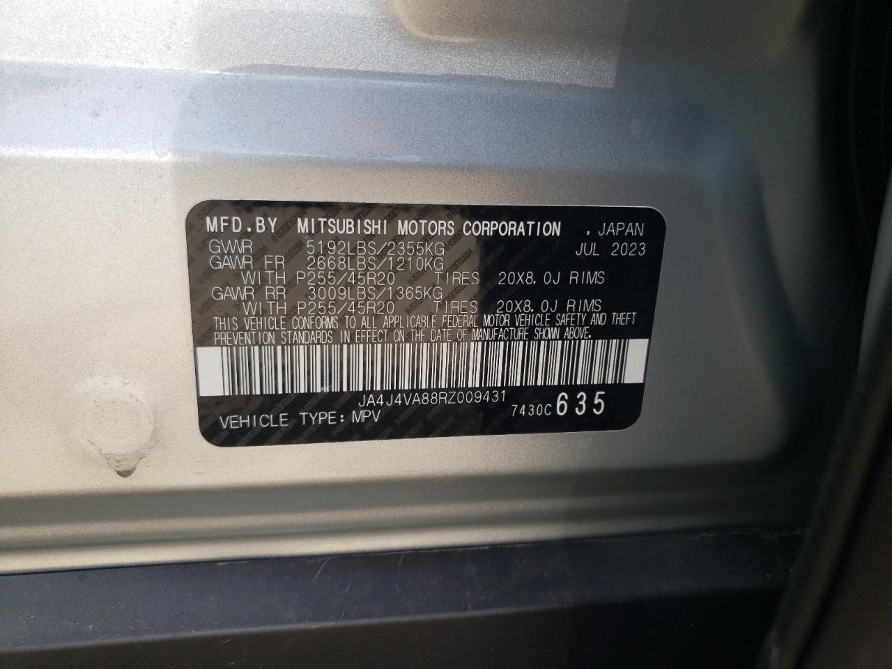 Photo 12 VIN: JA4J4VA88RZ009431 - MITSUBISHI OUTLANDER 