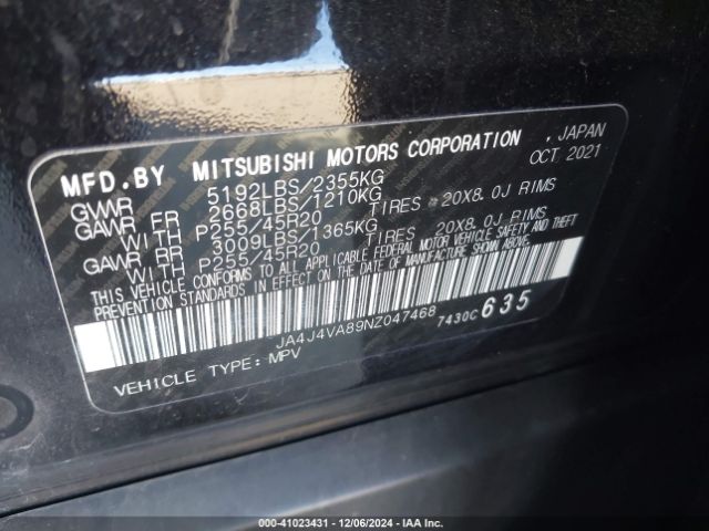 Photo 8 VIN: JA4J4VA89NZ047468 - MITSUBISHI OUTLANDER 