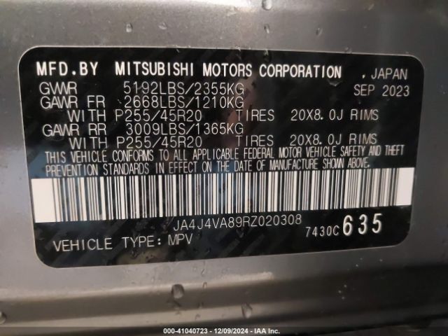 Photo 8 VIN: JA4J4VA89RZ020308 - MITSUBISHI OUTLANDER 