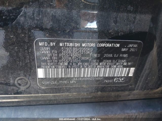 Photo 8 VIN: JA4J4VA8XNZ016391 - MITSUBISHI OUTLANDER 