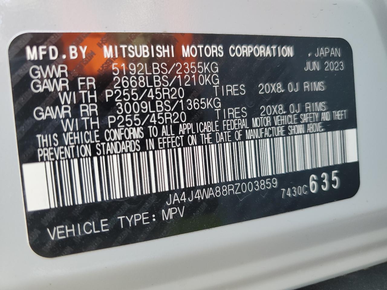 Photo 12 VIN: JA4J4WA88RZ003859 - MITSUBISHI OUTLANDER 