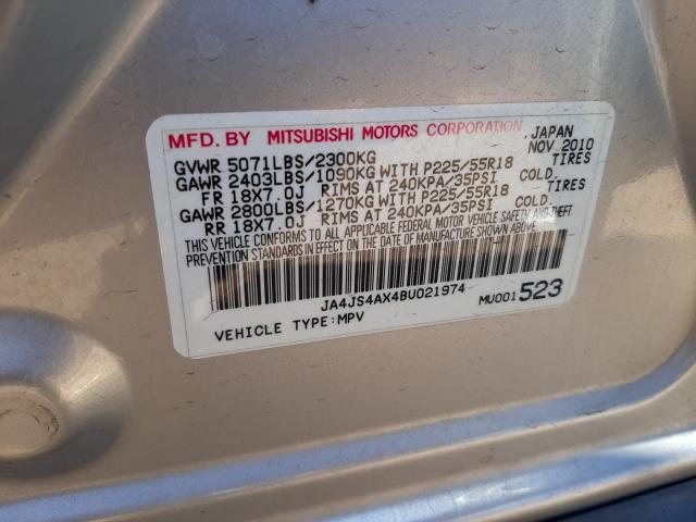 Photo 9 VIN: JA4JS4AX4BU021974 - MITSUBISHI OUTLANDER 