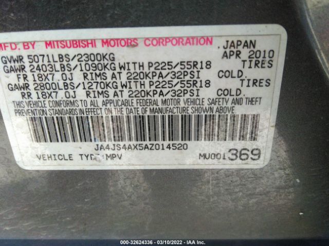 Photo 8 VIN: JA4JS4AX5AZ014520 - MITSUBISHI OUTLANDER 