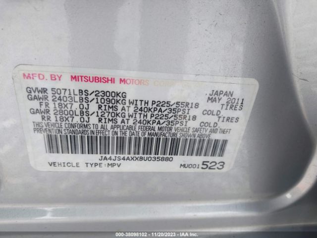 Photo 8 VIN: JA4JS4AXXBU035880 - MITSUBISHI OUTLANDER 