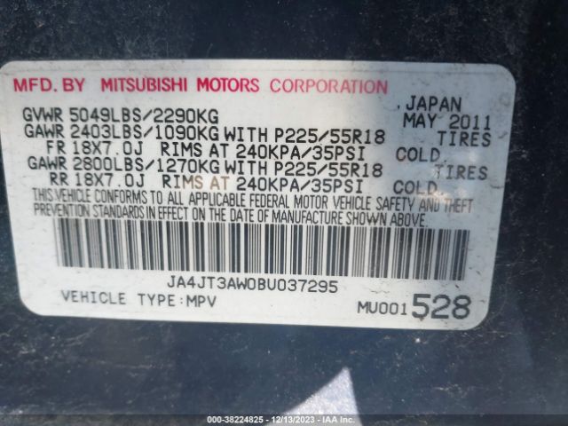 Photo 8 VIN: JA4JT3AW0BU037295 - MITSUBISHI OUTLANDER 