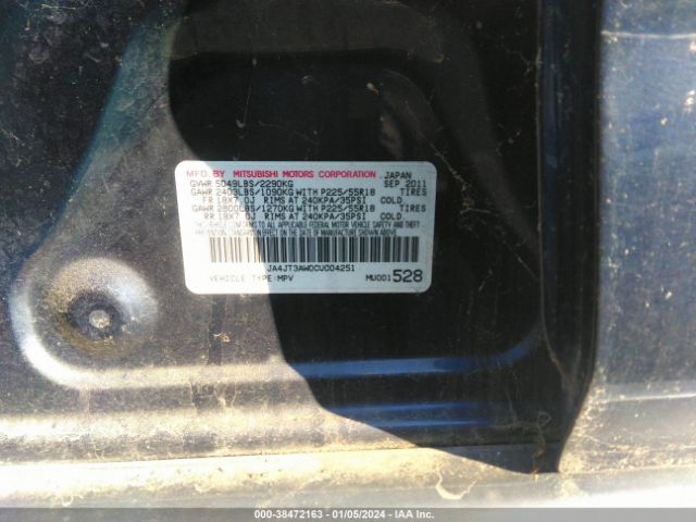 Photo 8 VIN: JA4JT3AW0CU004251 - MITSUBISHI OUTLANDER 